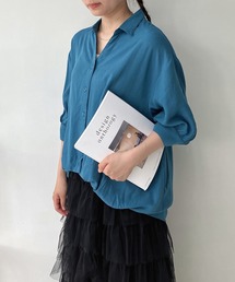 ◎前開きスキッパー7分袖シャツ