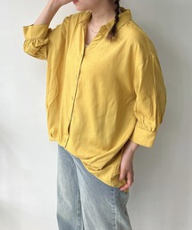 ◎前開きスキッパー7分袖シャツ