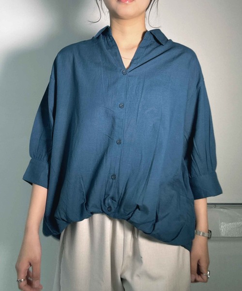 AS KNOW AS plus(アズノゥアズプラス)の「◎前開きスキッパー7分袖シャツ(シャツ/ブラウス・レディース・ホワイト×ネイビー/キナリ/チャコールグレー/グレー/ブルーグリーン/ブラック系/ブルー系その他/イエロー系/ホワイト系その他/グリーン系/ホワイト系/ブルー系その他2/ホワイト系その他2/ブラック系その他/オレンジ系/ブラック系1/グレー系1・FREE)」の19枚目の写真