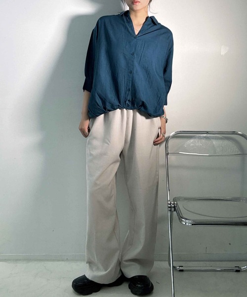 AS KNOW AS plus(アズノゥアズプラス)の「◎前開きスキッパー7分袖シャツ(シャツ/ブラウス・レディース・ホワイト×ネイビー/キナリ/チャコールグレー/グレー/ブルーグリーン/ブラック系/ブルー系その他/イエロー系/ホワイト系その他/グリーン系/ホワイト系/ブルー系その他2/ホワイト系その他2/ブラック系その他/オレンジ系/ブラック系1/グレー系1・FREE)」の21枚目の写真