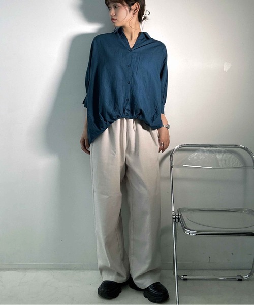 AS KNOW AS plus(アズノゥアズプラス)の「◎前開きスキッパー7分袖シャツ(シャツ/ブラウス・レディース・ホワイト×ネイビー/キナリ/チャコールグレー/グレー/ブルーグリーン/ブラック系/ブルー系その他/イエロー系/ホワイト系その他/グリーン系/ホワイト系/ブルー系その他2/ホワイト系その他2/ブラック系その他/オレンジ系/ブラック系1/グレー系1・FREE)」の22枚目の写真