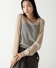 MILLION CARATS | 肩を落としたドロップショルダーに加え身体のラインを拾わないルーズなシルエットでゆるさが大人可愛いシアーラメトップス(Tシャツ/カットソー)