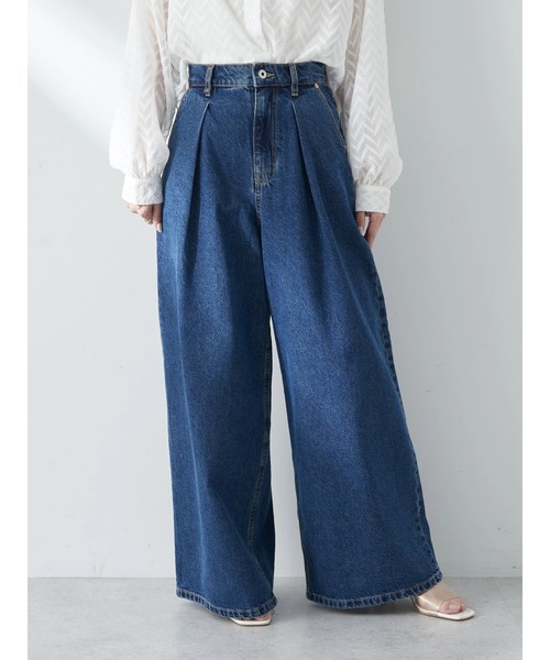 earth music&ecology（アースミュージックアンドエコロジー）の「タックワイドデニムパンツ（デニムパンツ・レディース・ライトインディゴブルー/ブルー系その他・S/M）」の19枚目の写真