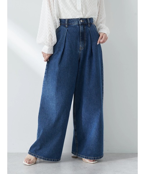 earth music&ecology（アースミュージックアンドエコロジー）の「タックワイドデニムパンツ（デニムパンツ・レディース・ライトインディゴブルー/ブルー系その他・S/M）」の20枚目の写真