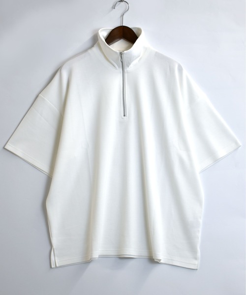 Starting Over(スターティングオーバー)の「double knit half zip T-shirt/接触冷感 ダンボールニット ハーフジップ 半袖Tシャツ(Tシャツ/カットソー・メンズ・チャコールグレー/ブラック/ホワイト・M/L/XL)」の2枚目の写真