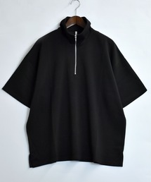 double knit half zip T-shirt/接触冷感 ダンボールニット ハーフジップ 半袖Tシャツ