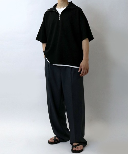 セール】double knit half zip T-shirt/接触冷感 ダンボール