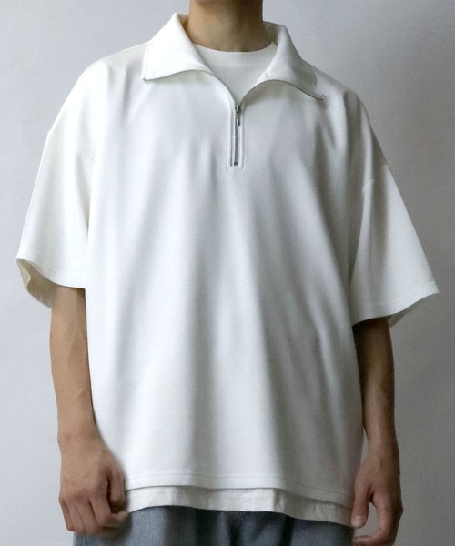 Starting Over(スターティングオーバー)の「double knit half zip T-shirt/接触冷感 ダンボールニット ハーフジップ 半袖Tシャツ(Tシャツ/カットソー・メンズ・チャコールグレー/ブラック/ホワイト・M/L/XL)」の22枚目の写真