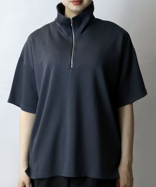 セール】double knit half zip T-shirt/接触冷感 ダンボール