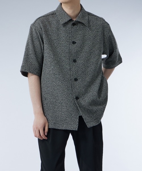 UNITED TOKYO(ユナイテッドトウキョウ)の「ラッセルサマーツイード シャツジャケット|セットアップ着用可能(ブルゾン・メンズ・ライトグレー/グレー/ブラック・1/2)」の7枚目の写真