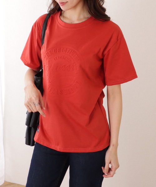 Lace Ladies(レースレディース)の「ソリッドカラー 凹凸 ロゴ 半袖 プルオーバー(Tシャツ/カットソー・レディース・グレー/ブラック/ホワイト/レッド・M/XL)」の4枚目の写真