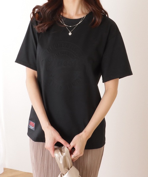 Lace Ladies(レースレディース)の「ソリッドカラー 凹凸 ロゴ 半袖 プルオーバー(Tシャツ/カットソー・レディース・グレー/ブラック/ホワイト/レッド・M/XL)」の5枚目の写真