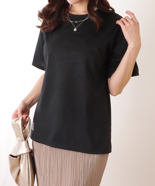 Lace Ladies(レースレディース)の「ソリッドカラー 凹凸 ロゴ 半袖 プルオーバー(Tシャツ/カットソー・レディース・グレー/ブラック/ホワイト/レッド・M/XL)」の6枚目の写真