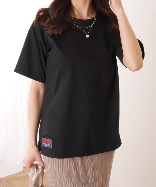 Lace Ladies(レースレディース)の「ソリッドカラー 凹凸 ロゴ 半袖 プルオーバー(Tシャツ/カットソー・レディース・グレー/ブラック/ホワイト/レッド・M/XL)」の9枚目の写真