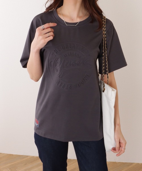 Lace Ladies(レースレディース)の「ソリッドカラー 凹凸 ロゴ 半袖 プルオーバー(Tシャツ/カットソー・レディース・グレー/ブラック/ホワイト/レッド・M/XL)」の10枚目の写真