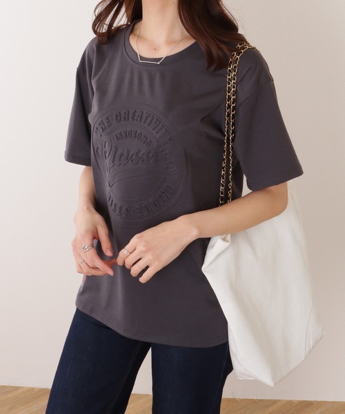 Lace Ladies(レースレディース)の「ソリッドカラー 凹凸 ロゴ 半袖 プルオーバー(Tシャツ/カットソー・レディース・グレー/ブラック/ホワイト/レッド・M/XL)」の14枚目の写真