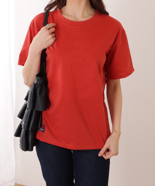 Lace Ladies(レースレディース)の「ソリッドカラー 凹凸 ロゴ 半袖 プルオーバー(Tシャツ/カットソー・レディース・グレー/ブラック/ホワイト/レッド・M/XL)」の15枚目の写真