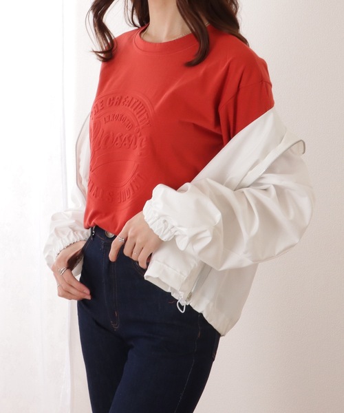 Lace Ladies(レースレディース)の「ソリッドカラー 凹凸 ロゴ 半袖 プルオーバー(Tシャツ/カットソー・レディース・グレー/ブラック/ホワイト/レッド・M/XL)」の17枚目の写真