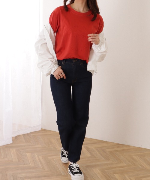 Lace Ladies(レースレディース)の「ソリッドカラー 凹凸 ロゴ 半袖 プルオーバー(Tシャツ/カットソー・レディース・グレー/ブラック/ホワイト/レッド・M/XL)」の18枚目の写真