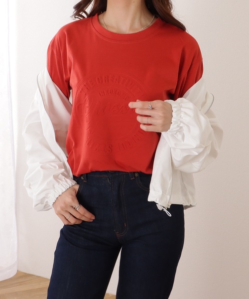Lace Ladies(レースレディース)の「ソリッドカラー 凹凸 ロゴ 半袖 プルオーバー(Tシャツ/カットソー・レディース・グレー/ブラック/ホワイト/レッド・M/XL)」の19枚目の写真