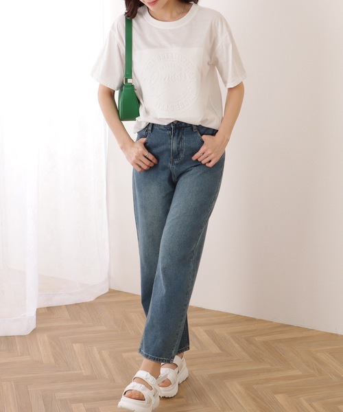 Lace Ladies(レースレディース)の「ソリッドカラー 凹凸 ロゴ 半袖 プルオーバー(Tシャツ/カットソー・レディース・グレー/ブラック/ホワイト/レッド・M/XL)」の22枚目の写真