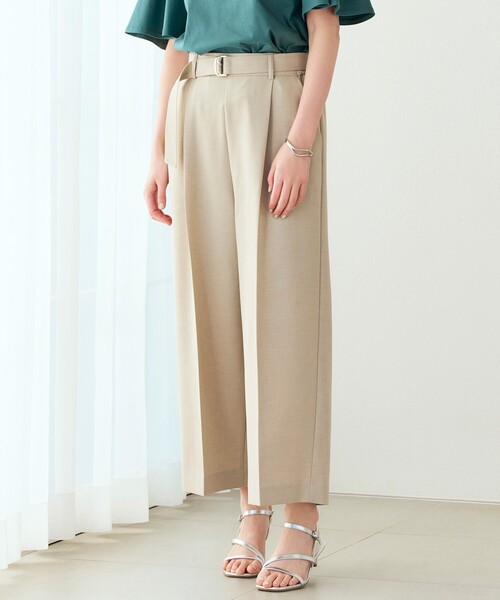 grove（グローブ）の「◆【夏に嬉しい機能付き】ベルト付きワイドパンツ（その他パンツ・レディース・ブラック/ベージュ/カーキ・02/05/01/04/03）」の2枚目の写真