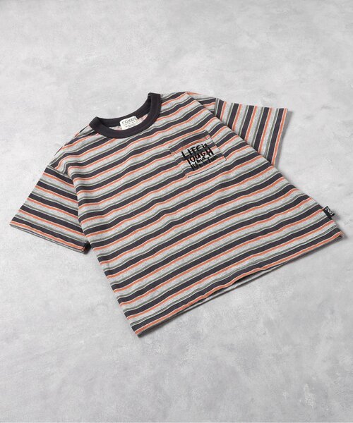 F.O.KIDS(エフオーキッズ)の「【接触冷感】マルチボーダーBIGTシャツ(Tシャツ/カットソー・キッズ・グレー/ブルー/キナリ・120/110/100/95/90/80/150/140/130)」の1枚目の写真