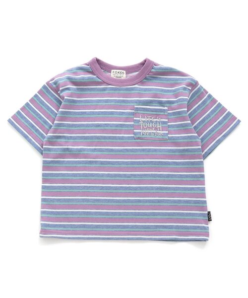 F.O.KIDS(エフオーキッズ)の「【接触冷感】マルチボーダーBIGTシャツ(Tシャツ/カットソー・キッズ・グレー/ブルー/キナリ・120/110/100/95/90/80/150/140/130)」の4枚目の写真