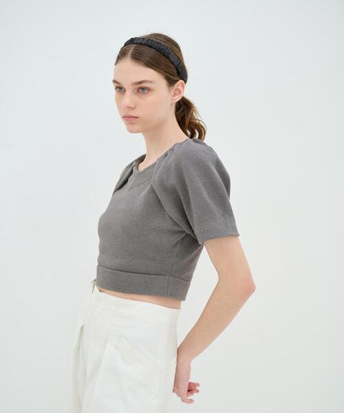 LANVIN en Bleu / ランバン オン ブルー オープンネックパフスリーブニット LANVIN en Bleu（ランバンオンブルー）の「オープンネック
