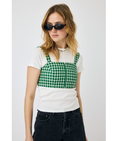 MOUSSY（マウジー）の「COMPACT TWEED ビスチェ（タンクトップ・レディース・アイボリー/グリーン/ブラック・1/2）」の14枚目の写真