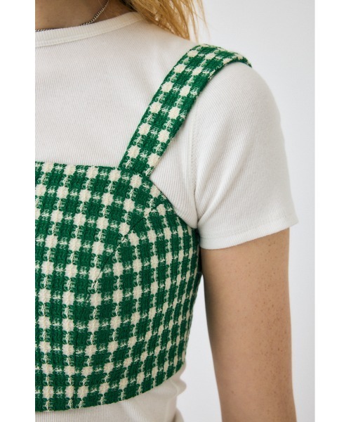 MOUSSY（マウジー）の「COMPACT TWEED ビスチェ（タンクトップ・レディース・アイボリー/グリーン/ブラック・1/2）」の10枚目の写真