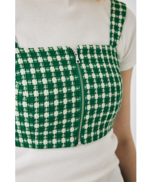 MOUSSY（マウジー）の「COMPACT TWEED ビスチェ（タンクトップ・レディース・アイボリー/グリーン/ブラック・1/2）」の9枚目の写真