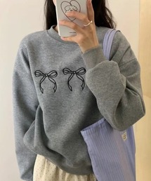 【Jasmine】リボンロゴ刺しゅうスウェット