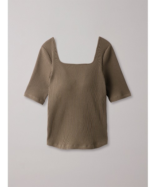 UNDERSON UNDERSON(アンダーソン アンダーソン)の「ハーフスリーブリブトップス(カップ付き)(Tシャツ/カットソー・レディース・オフホワイト/ブラック/ブラウン/グリーン/その他/ブルー・1/2)」の4枚目の写真