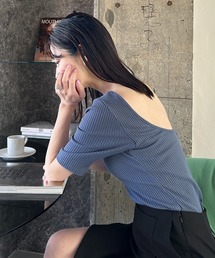 UNDERSON UNDERSON（アンダーソン アンダーソン）の「ハーフスリーブリブトップス（カップ付き）（Tシャツ/カットソー）」