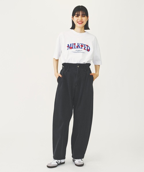 MILKFED.（ミルクフェド）の「HEART EMBROIDERED LOGO WIDE S/S TEE（Tシャツ/カットソー・レディース・ライトイエロー/ホワイト/ブラック・M/L）」の8枚目の写真