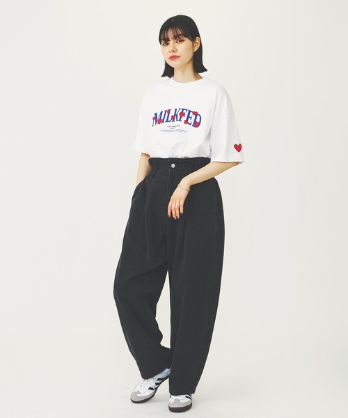 MILKFED.（ミルクフェド）の「HEART EMBROIDERED LOGO WIDE S/S TEE（Tシャツ/カットソー・レディース・ライトイエロー/ホワイト/ブラック・M/L）」の9枚目の写真
