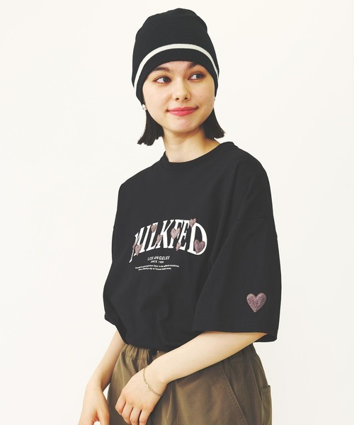 MILKFED.（ミルクフェド）の「HEART EMBROIDERED LOGO WIDE S/S TEE（Tシャツ/カットソー・レディース・ライトイエロー/ホワイト/ブラック・M/L）」の16枚目の写真