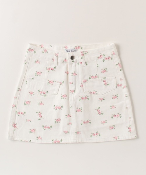 WEGO（ウィゴー）の「WEGO/フラワーデニムスカート（デニムスカート・レディース・ホワイト・LARGE/MEDIUM）」の4枚目の写真