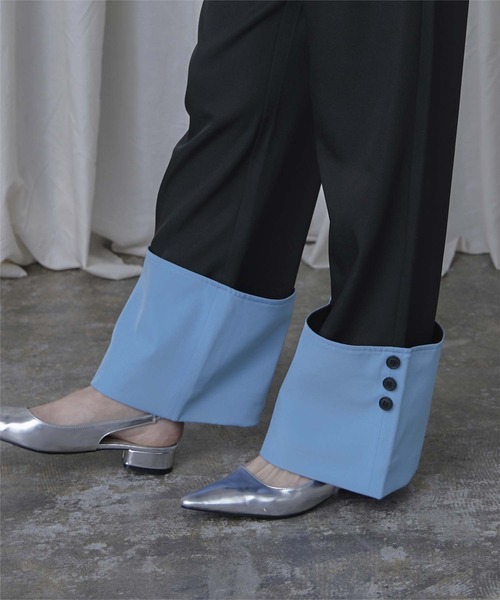 miette（ミエット）の「配色ロールアップワイドパンツ（その他パンツ・レディース・チャコール/ブラック・FREE）」の3枚目の写真