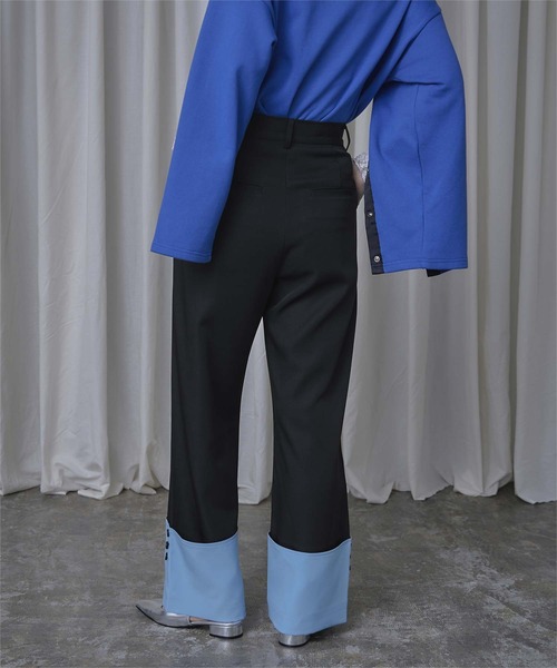 miette（ミエット）の「配色ロールアップワイドパンツ（その他パンツ・レディース・チャコール/ブラック・FREE）」の5枚目の写真