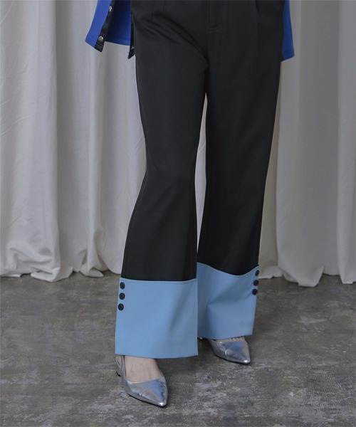 miette（ミエット）の「配色ロールアップワイドパンツ（その他パンツ・レディース・チャコール/ブラック・FREE）」の6枚目の写真