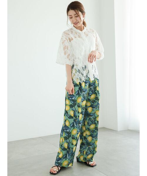 Te chichi（テチチ）の「柄アソートサテンイージーストレートパンツ（その他パンツ・レディース・カーキ/オフホワイト/チャコールグレー/ベージュ・F）」の6枚目の写真