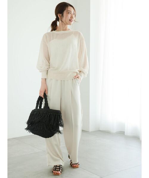 Te chichi（テチチ）の「柄アソートサテンイージーストレートパンツ（その他パンツ・レディース・カーキ/オフホワイト/チャコールグレー/ベージュ・F）」の9枚目の写真