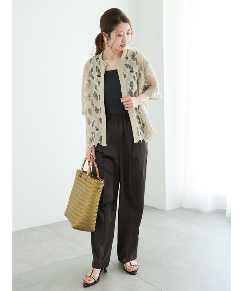 Te chichi（テチチ）の「柄アソートサテンイージーストレートパンツ（その他パンツ・レディース・カーキ/オフホワイト/チャコールグレー/ベージュ・F）」の12枚目の写真