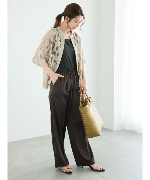 Te chichi（テチチ）の「柄アソートサテンイージーストレートパンツ（その他パンツ・レディース・カーキ/オフホワイト/チャコールグレー/ベージュ・F）」の13枚目の写真