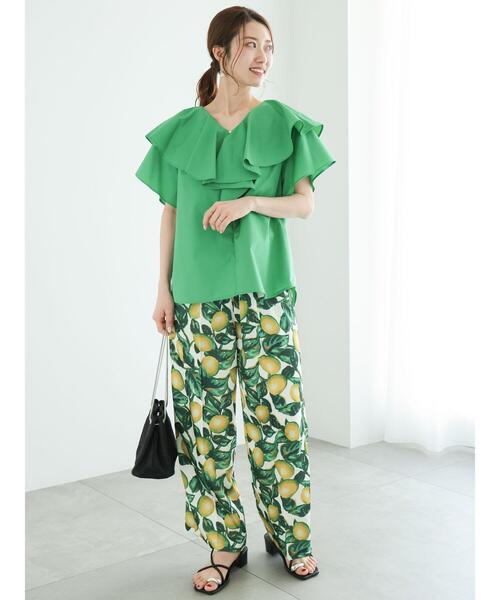 Te chichi（テチチ）の「柄アソートサテンイージーストレートパンツ（その他パンツ・レディース・カーキ/オフホワイト/チャコールグレー/ベージュ・F）」の15枚目の写真