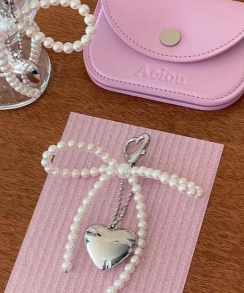 urge select】リボンパール×シルバーハート キーホルダー/バッグ