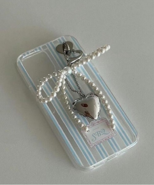 セール】【urge select】リボンパール×シルバーハート キーホルダー