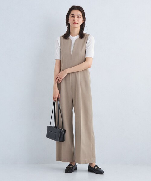 green label relaxing（グリーンレーベルリラクシング）の「Greed グリード サロペット -ウォッシャブル・防シワ-（サロペット/オーバーオール・レディース・ネイビー/ベージュ・FREE）」の13枚目の写真